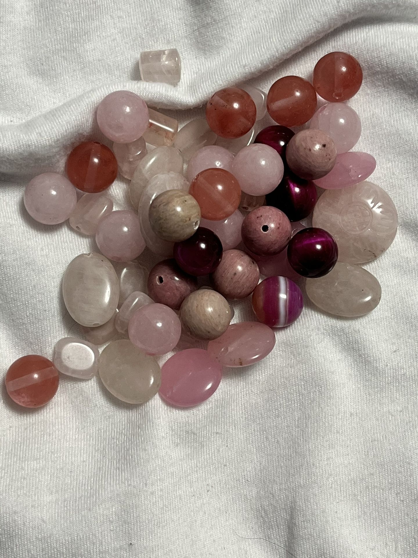 “PINK BEAD SOUP”  49 Pieces Natural Stone Beads Mix