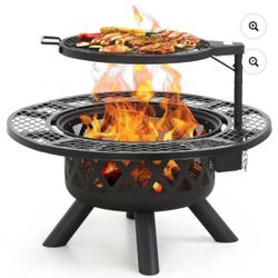 BALI OUTDOORS Fire Pits Outdoor Wood Burning Firepit Grill, 20 Inch Fire Bowl