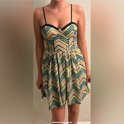 Pink and Yellow Fit and Flare Sweetheart Dress for Cocktail Night Out