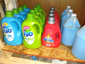 Fab 88 loads 8.00 Tandil looks and smells like tide ,even has compare to tide on it.6.00 Snuggles softener 6.00