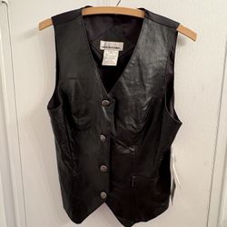 Woman’s Black David Benjamin, Leather Medium Vest New