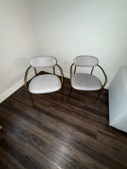 Set of 2 Modern Accent Chairs Gold Frame