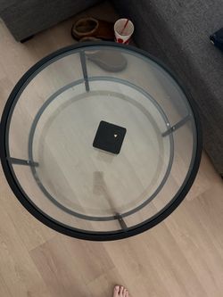 Round Glass Top Coffee Table Black Frame