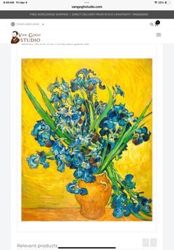 Blue Iris In A Vase , Van Gogh Copy $85.00