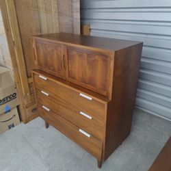 Mid-Century Cavalier Solid Wood Vintage Walnut High Boy Dresser