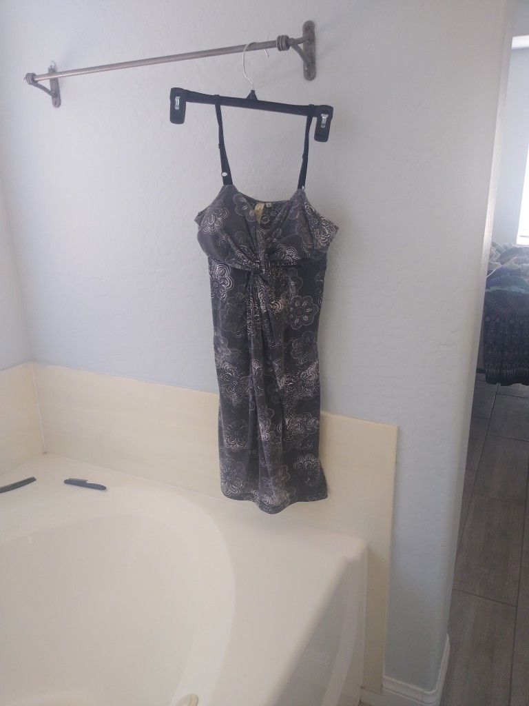 Grey Flower Summer Dress