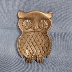 Vintage MCM Solid Brass Owl Trinket 
