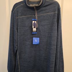 Pebble Beach Dry-Luxe Performance 1/4 Zip Pullover Blue L NWT Long Sleeve Golf