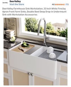 33 Inch Double Bowl Farmhouse Fireclay White Sink
