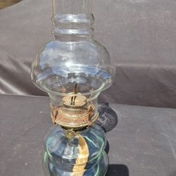Antique clear-glass oil lamp