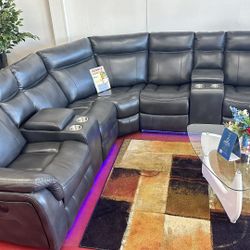 💥Brand New Power Reclining Sofa Set With LED Lights 🔥