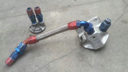 Sbc oil relocation filter kit with russell fittings