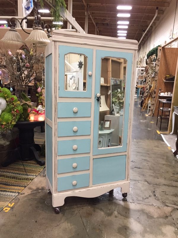 Vintage 1940's Mahogany Armoire/Wardrobe - Bermuda Seas/Cashmere