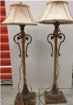 Beautiful Pair Antique Buffet Table Lamps