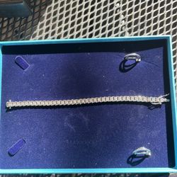 Two Carats Natural Diamonds In Total Over Platinum Overlay Bracelet, With Free Diamond Earrings!!
