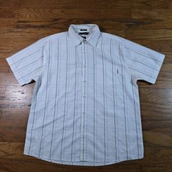 Oakley Men’s White Plaid Short Sleeve Button Up Shirt Size L True Fit Casual Skate Surf
