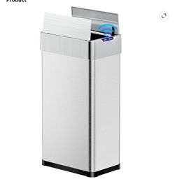 Pirecart 18.5 Gallon Automatic Trash Can, Touchless Motion Sensor Kitchen Garbage Can Stainless Steel with Lid, Silver