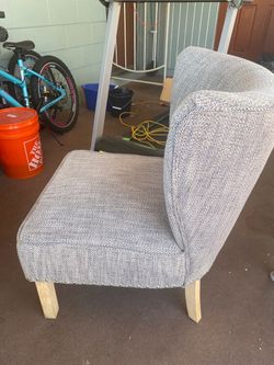 Gray Upholstered Accent Chair with Wood Legs