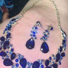 Sapphire And Silver Necklace And Earrings Set