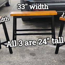  New Condition! Countertop Height 1 Bench & 2 Stools By Crown Mark. 