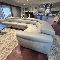 Top Grain Italian Leather 5 Piece Reclining Sectional Couch-$10,000 New