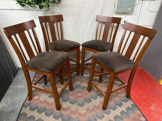 GREEN RIVER WOOD Brown Upholstered Dining Chairs (Set of 4)
