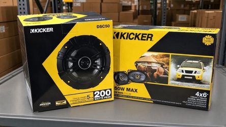 Kicker 350 Watt Car Speakers Bundle 2-Sets 4x6" & 5 1/4" 2-Way Coaxial Speaker System DSC50 CSC46 43DSC504 46CSC464 Package