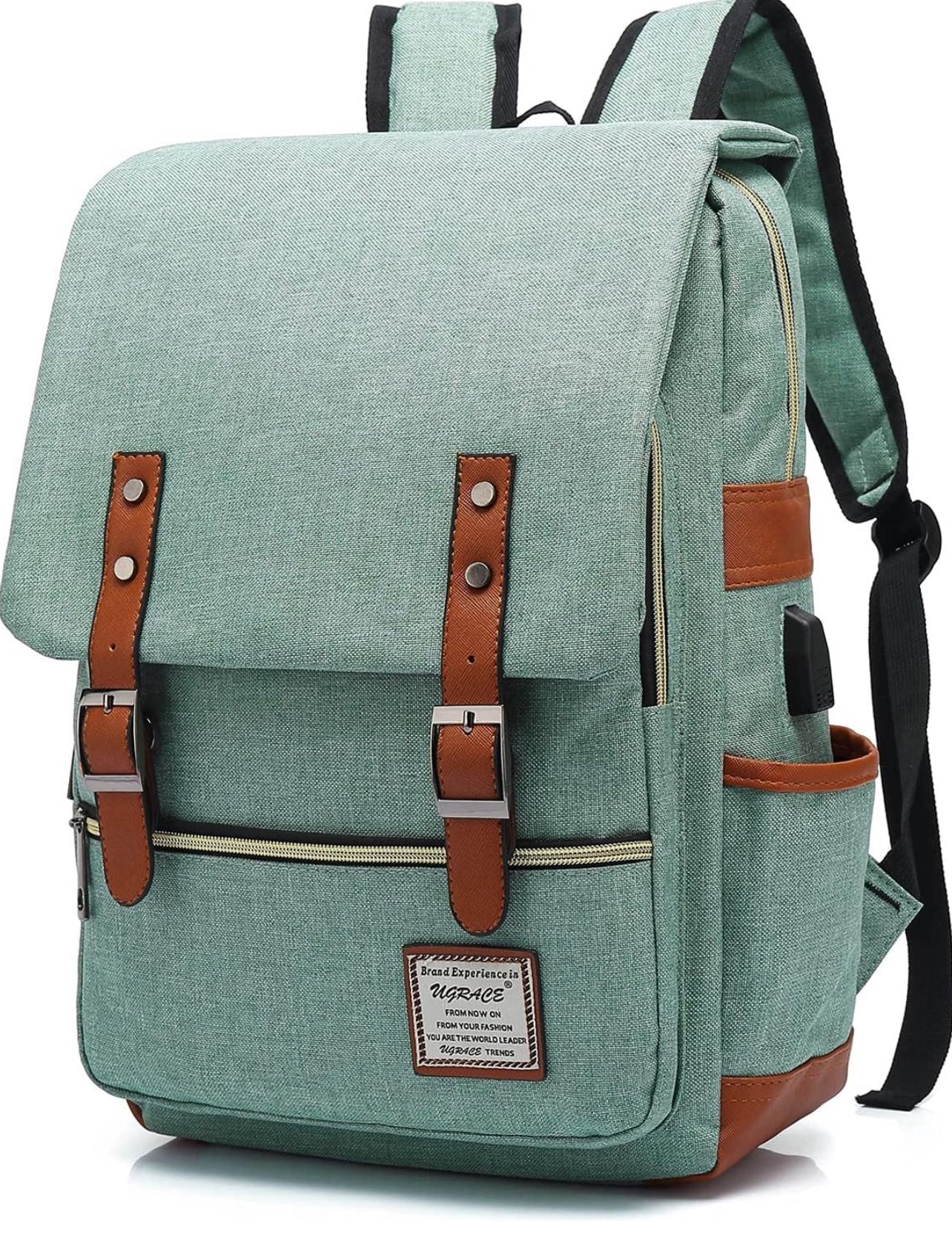 Vintage Laptop Backpack for Men Women 15.6Inch Green