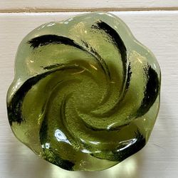 Fenton Colonial Green Swirl - Trinket Dish - Art Glass - Gorgeous - Mint Vintage Condition Mid-Century Modern 