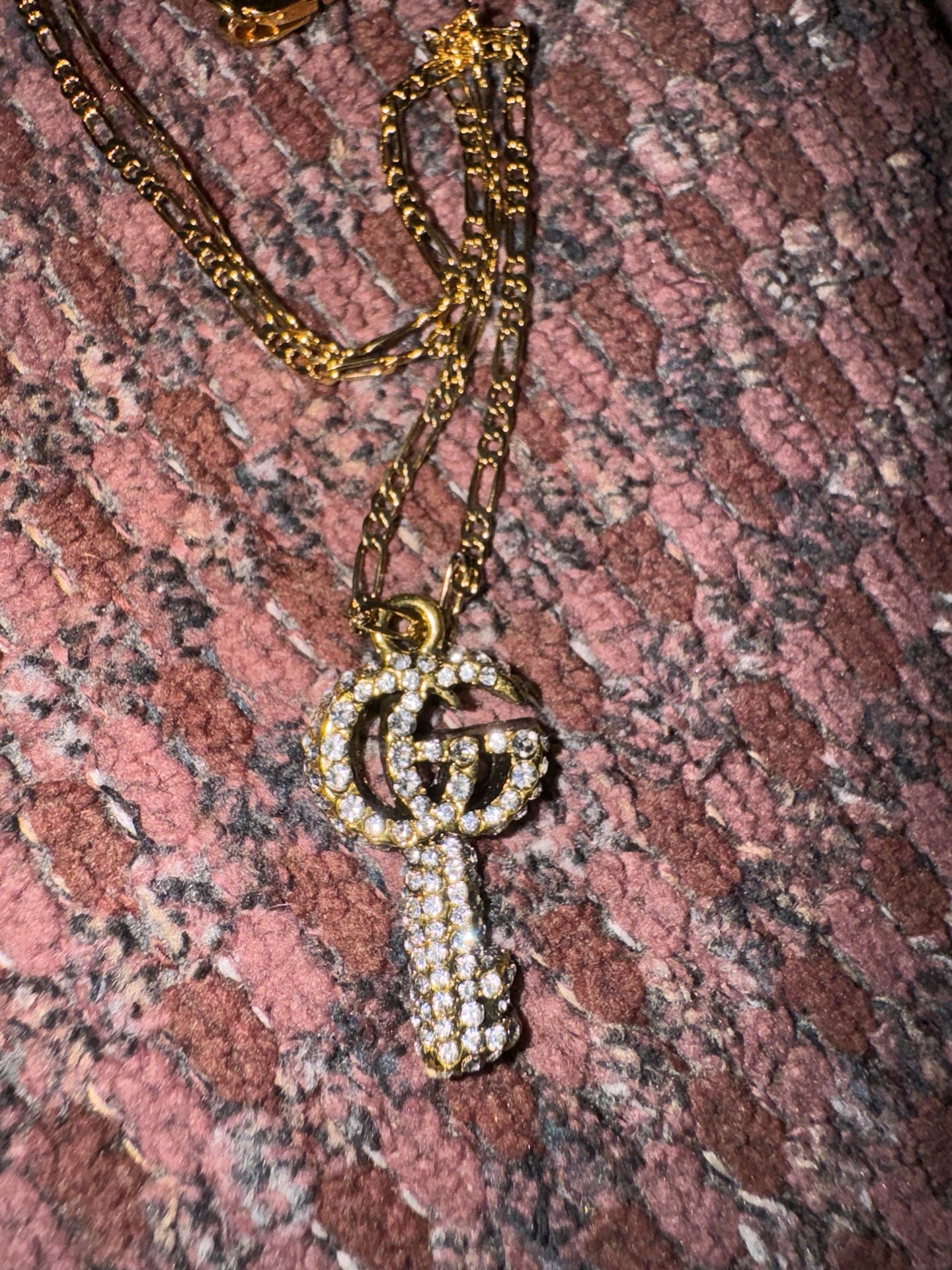 Gucci GG Button Crystal Rhinestone Zipper Pull Gold Key Shape 1pc 30mm X 15m