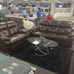 Crazy Price🚨Beautiful Chocolate Reclining Sofa&Loveseat Available Now Only $999