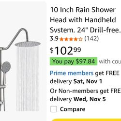 10" rain shower head with handled system brand new in the box $85

Hablo Español 