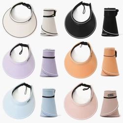 60 hats Wholesale Wide-Brim Sun Visor Hats Summer UV Protection Beach Cap Adjustable Sport Visors