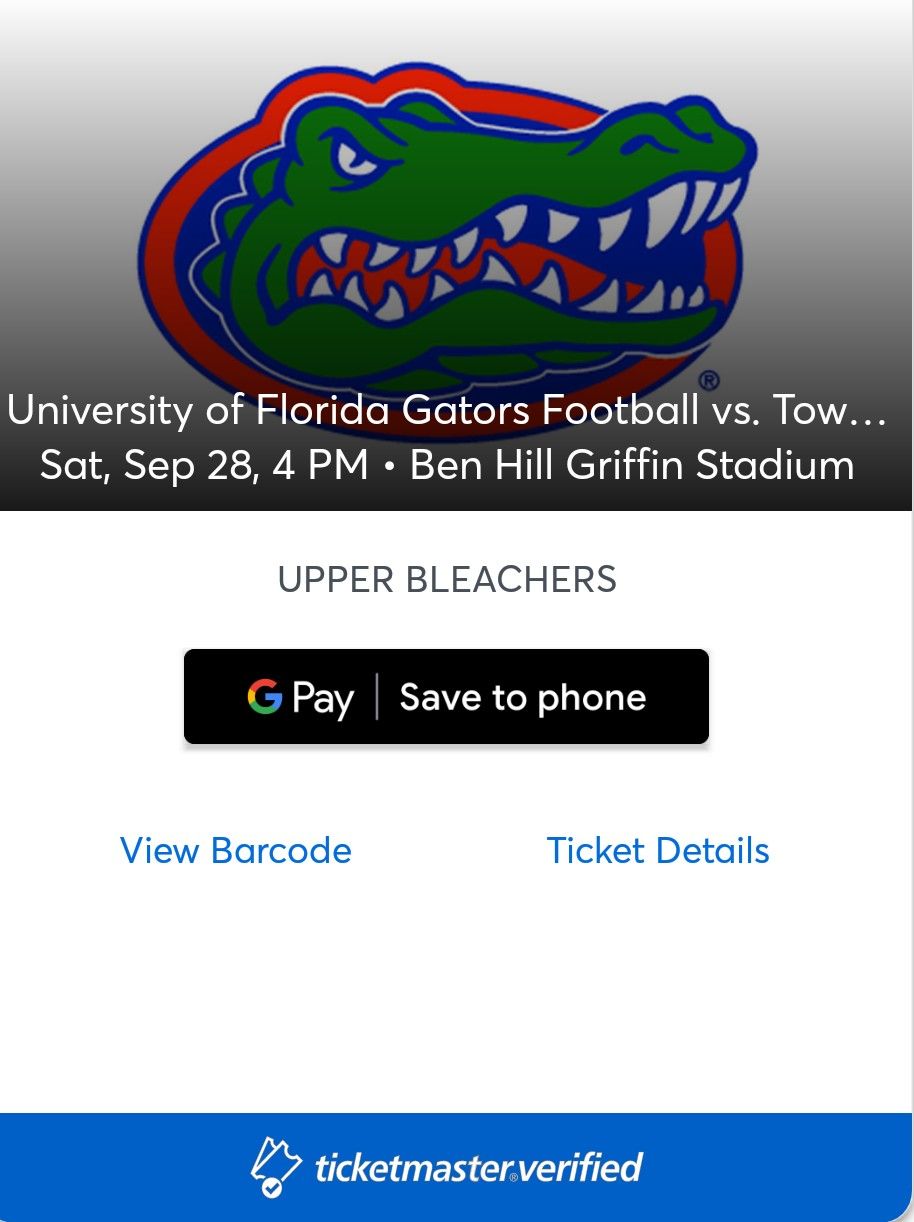 Four (4) UF Florida Gators Football Tickets