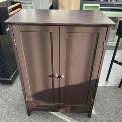 assembled new Freestanding Storage Cabinet with Double Doors and Shelf,