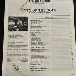 Dungeons & Dragons - City of the Gods (Module Only) 1987 TSR#9437