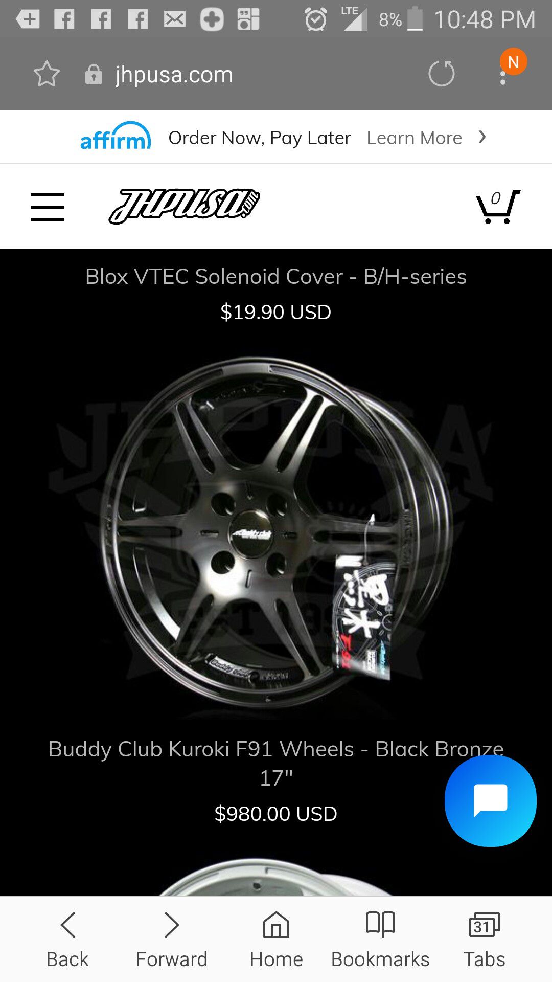 new) 17x7.5 42 offsets 4x100 Buddy Club wheels F91 KUROKI SPEC 
