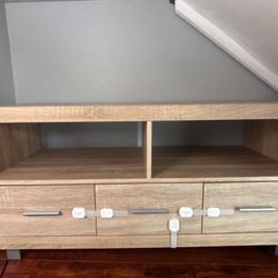 TV Unit - Storage Console (light Oak Color- Wooden Finish)