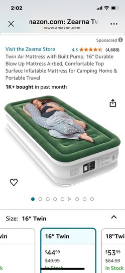 Twin Air Mattress with Built Pump, 16" Durable Blow Up Mattress Airbed, Comfortable Top Surface Inflatable Mattress for Camping Home & Portable Tr
