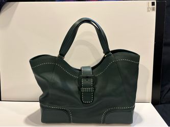 Tory Burch Dark Green Leather Satchel Handbag Purse Pocketbook