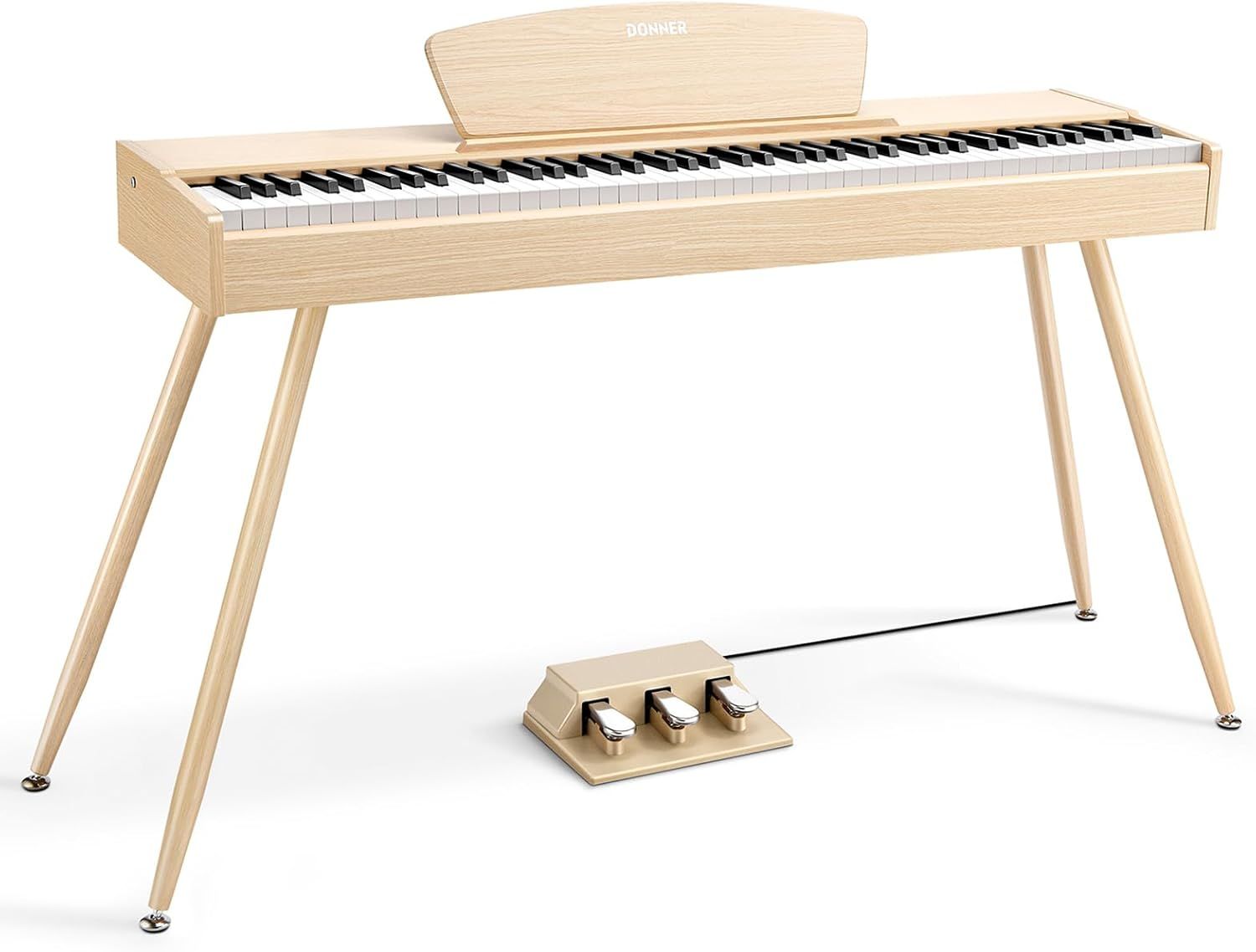 Donner DDP-80 Digital Piano 88 Key Weighted Keyboard, Full-size Electric Piano for Beginners, with Sheet Music Stand, Triple Pedal, Power Adapter, Sup