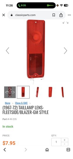 1967-72 Red Tail Light Lens