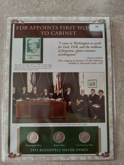 FDR 1953 Dime Set With 1980 Stamp & Info Card