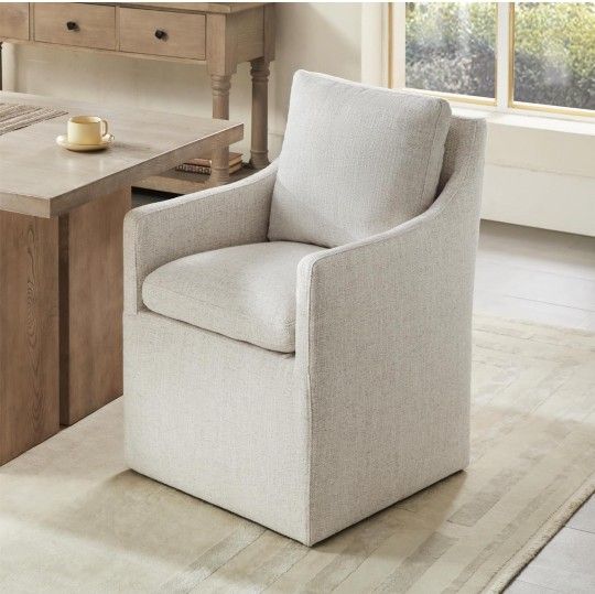 Watson & Whitely Dining Chairs with Casters, Upholstered Modern Rolling Dining Chairs with Rollers Armchair for Bedroom Reading Room Living Room Waiti