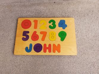 Wooden Number Puzzle Personalized John