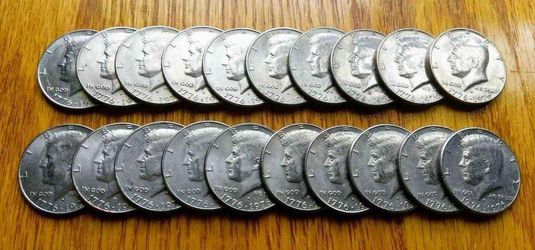 Roll of 20 Bicentennial 1776~1976 JFK John F Kennedy half dollar coins