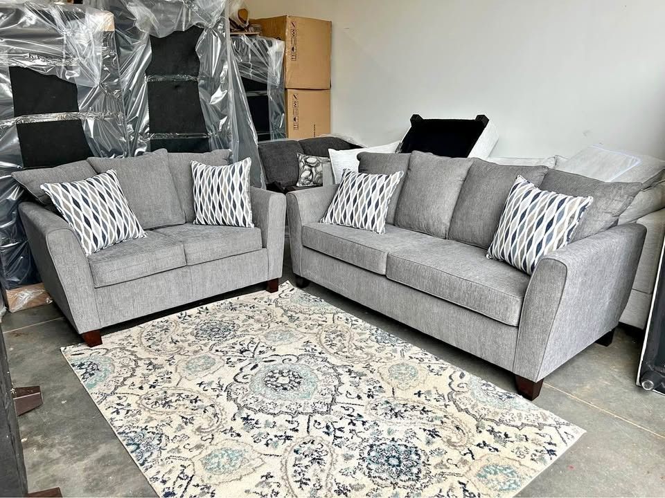 New Gray Sofa Loveseat Set