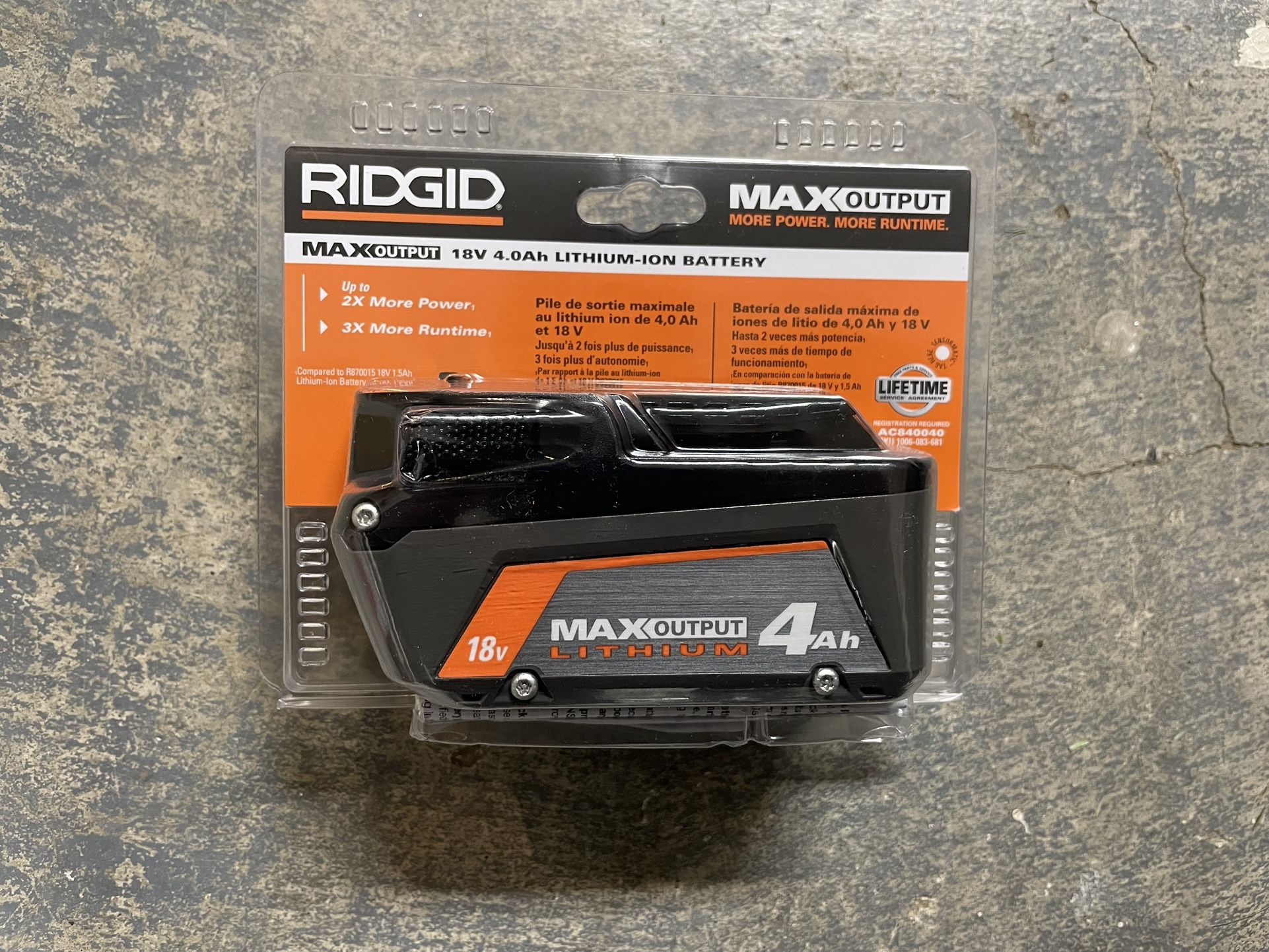 NEW Ridgid 4AH MAX OUTPUT BATTERY (multiple available)