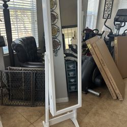 Brand New Stand Up Mirror Jewelry Cabinet 