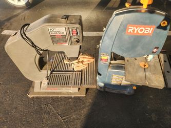 2 band saw, bench drill press, work bench, 2 clamps etc